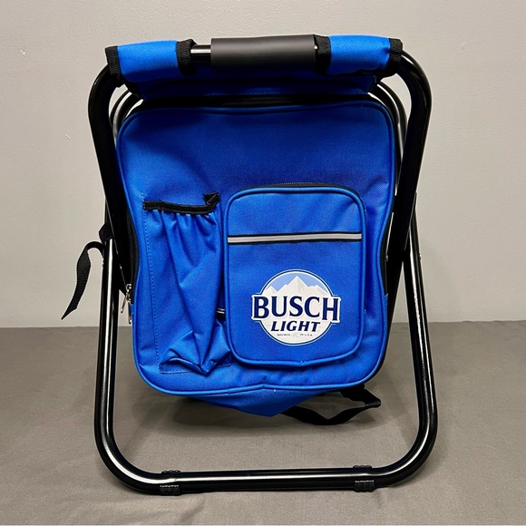 Busch Light Other - Busch Light Blue Hiking/Camping Backpack Chair Combo Storage Pockets 12x10x17”